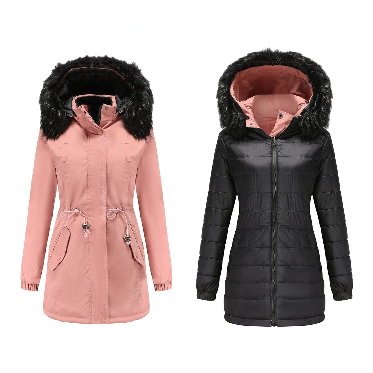 Beatrice Langley | Reversible Quilted Parka with Faux Fur Hood