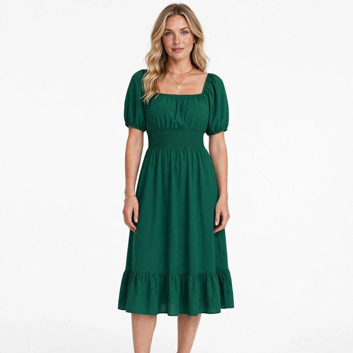 Lydia Crane | Square Neck Summer Dress With Puff Sleeves