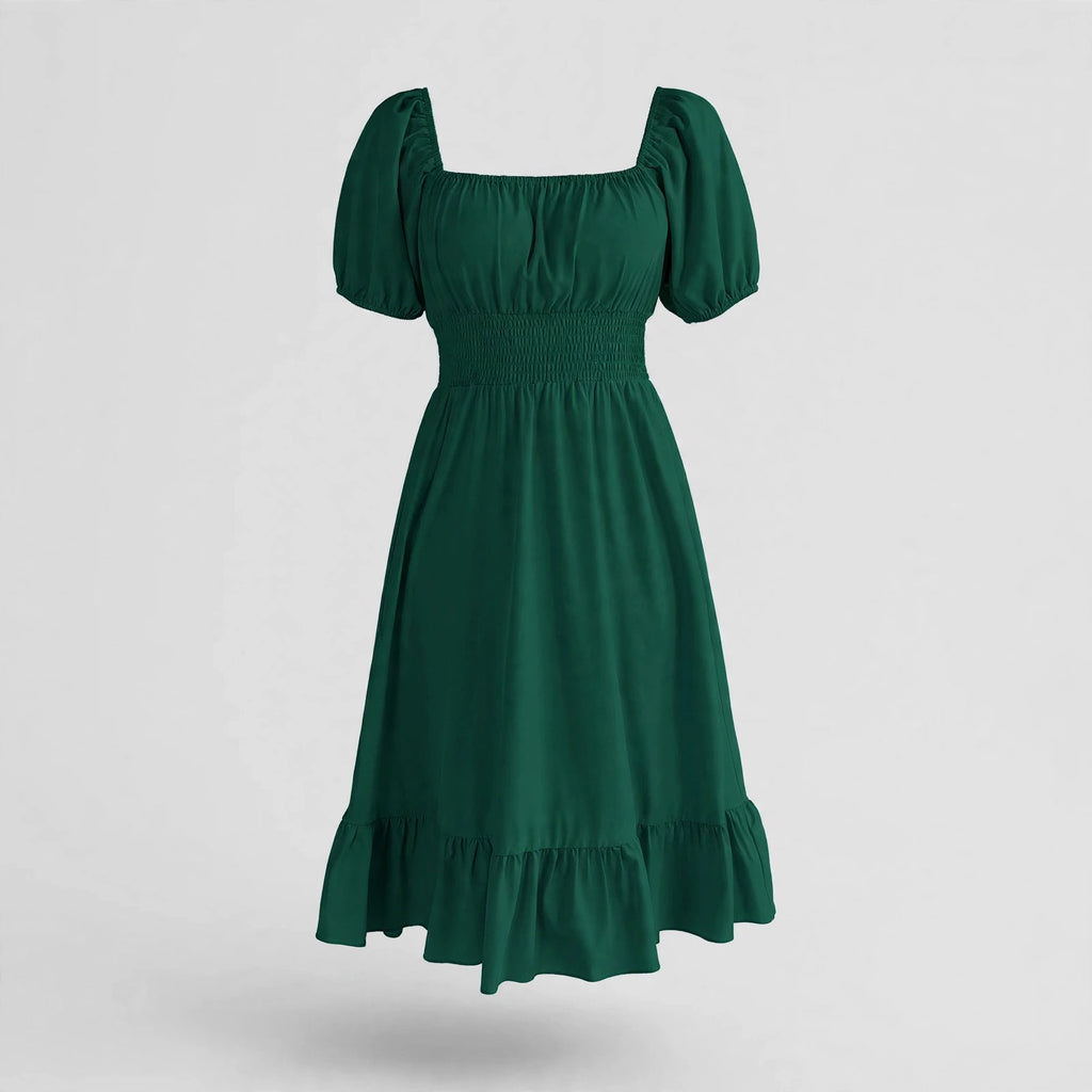 Lydia Crane | Square Neck Summer Dress With Puff Sleeves