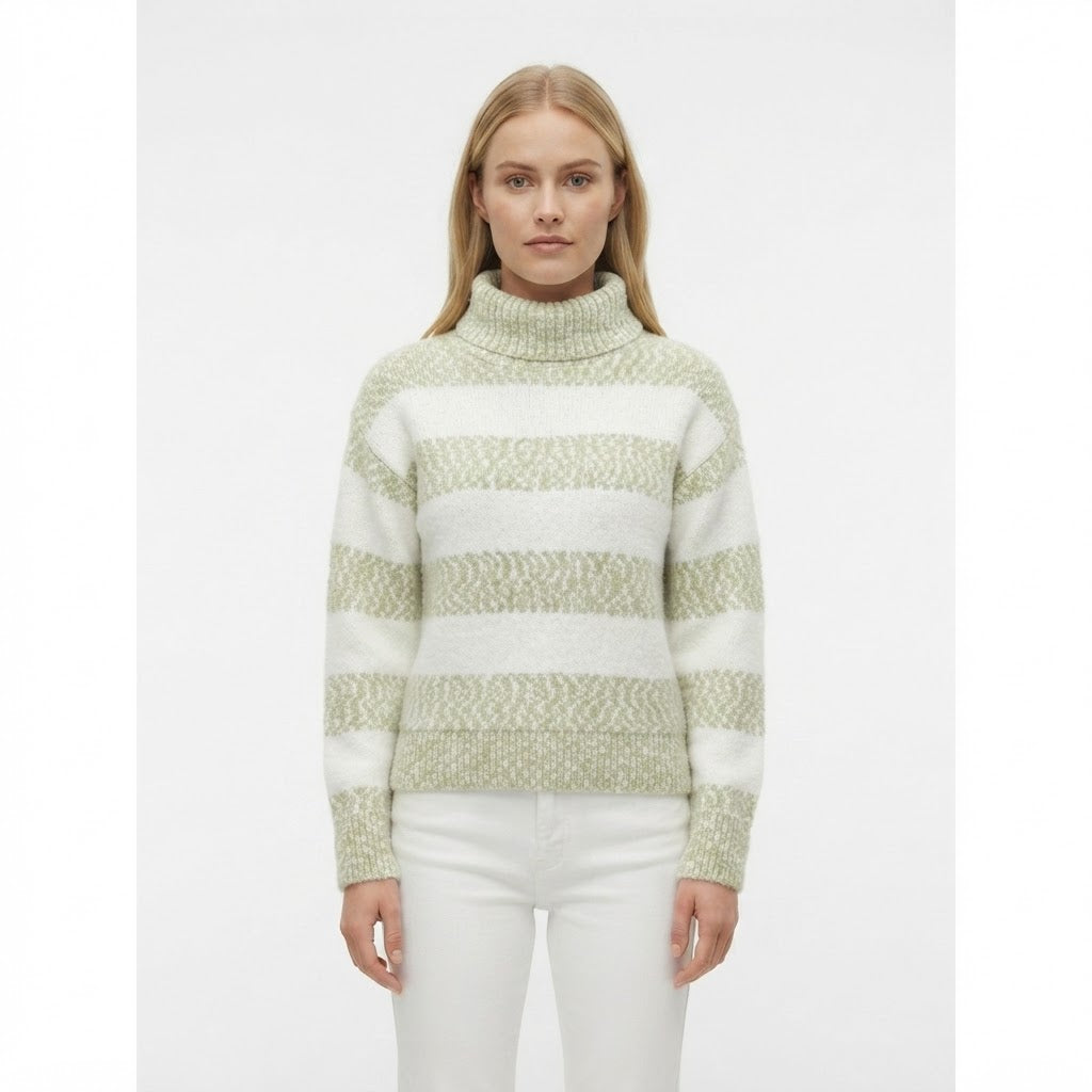 Grace Turner | Turtleneck Striped Chenille Knit Sweater