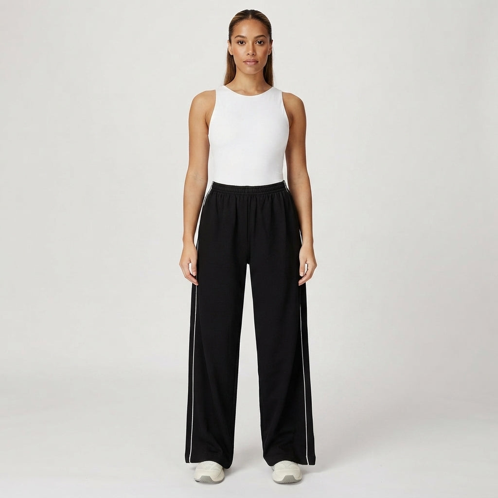 Grace Wood | High-Waisted Wide-Leg Track Pants