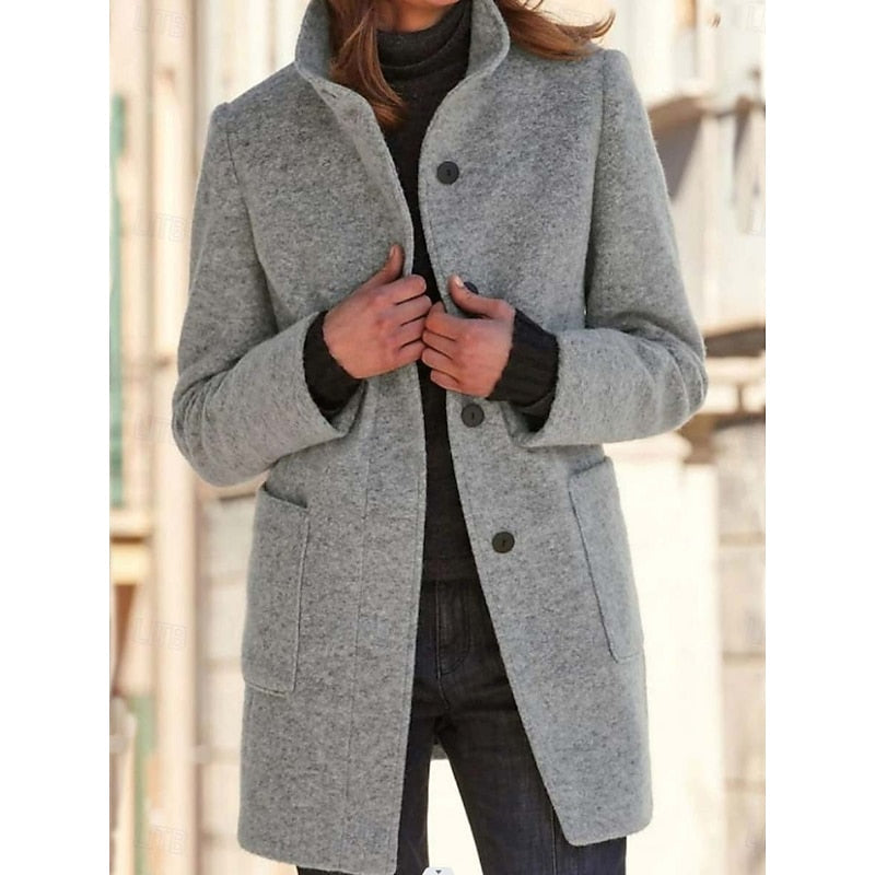 Rhona Merriweather | Refined Stand-Collar Wool Coat