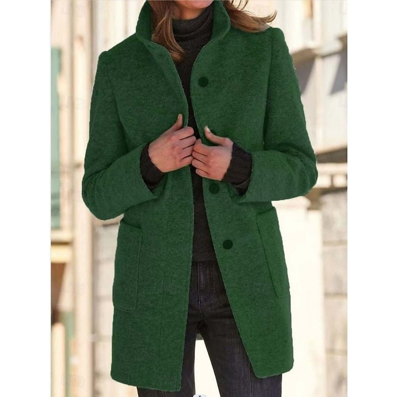 Rhona Merriweather | Refined Stand-Collar Wool Coat
