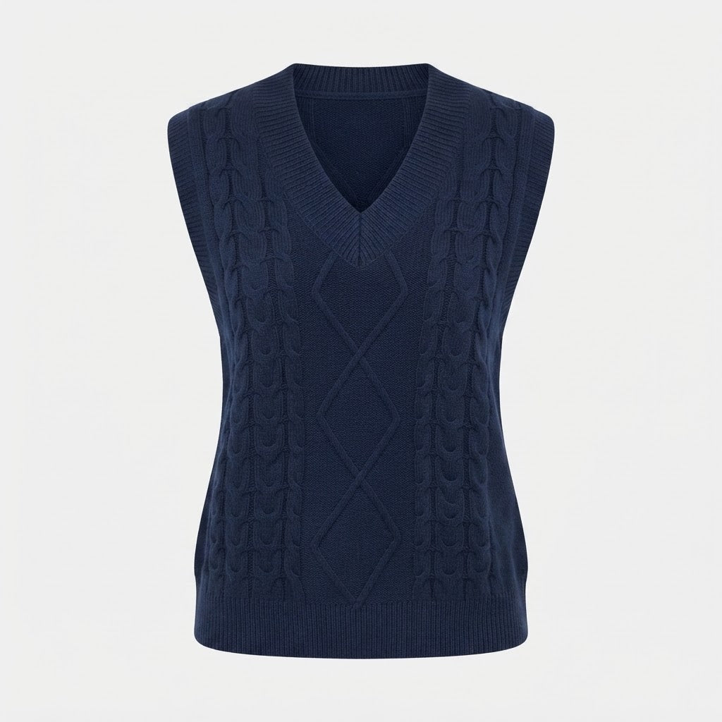 Harriet Baker | Cable Knit V-Neck Sweater Vest