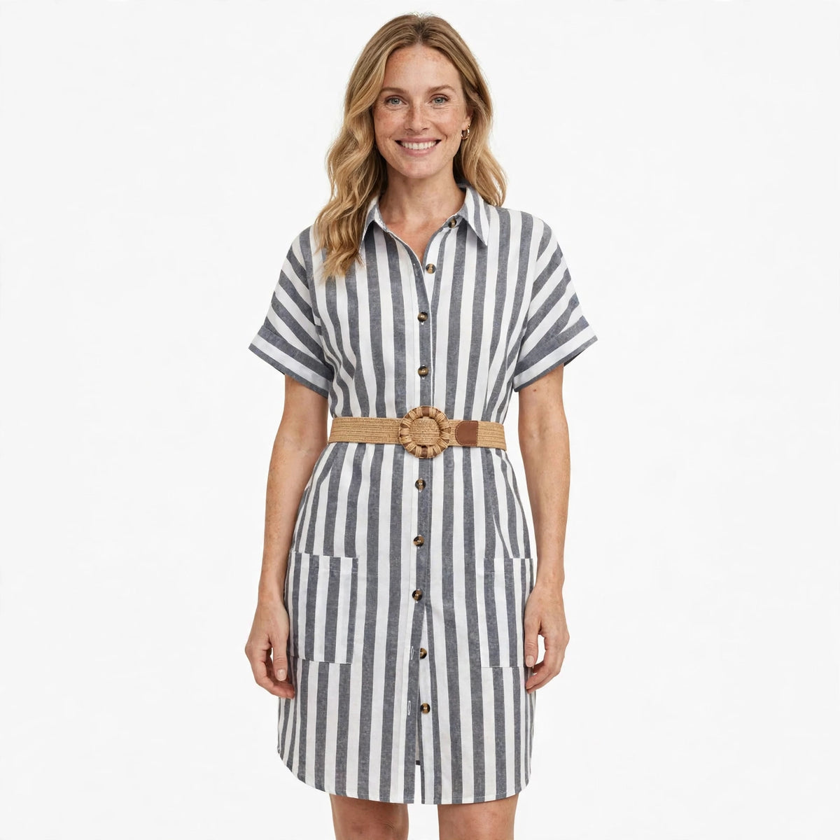 Charlotte Winslow | Striped Cotton Midi Shirt Dress