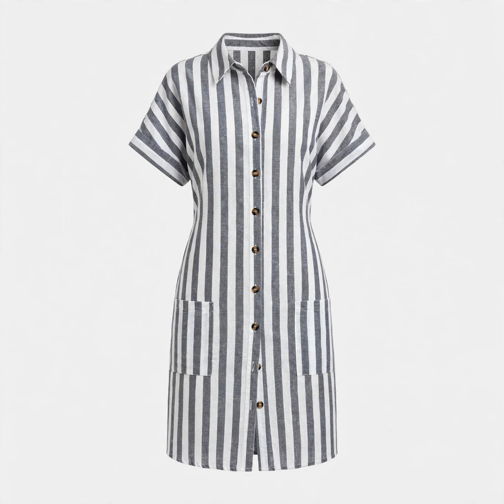 Charlotte Winslow | Striped Cotton Midi Shirt Dress