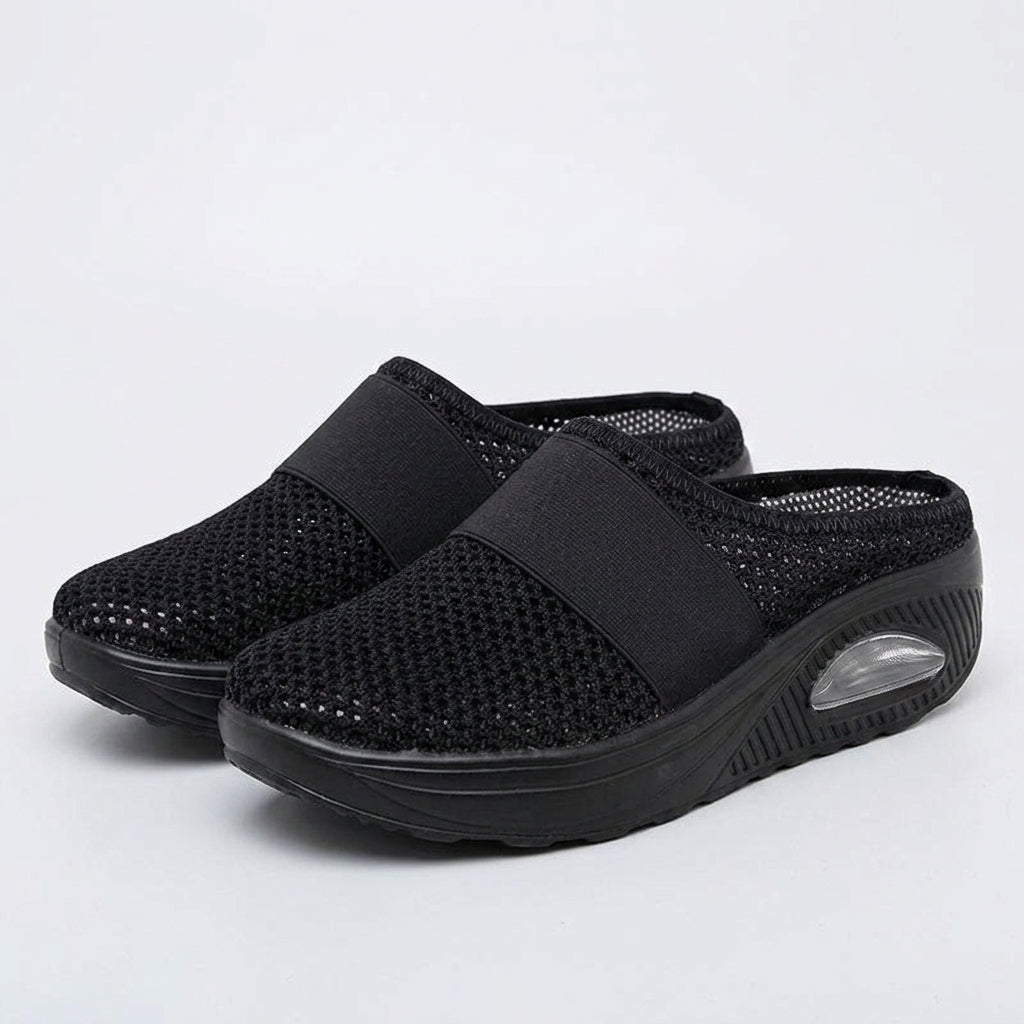 Harriet Morris | Breathable Mesh Platform Slippers - Black
