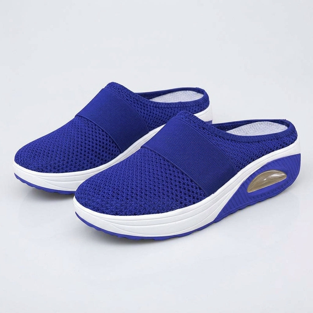 Harriet Morris | Breathable Mesh Platform Slippers - Blue