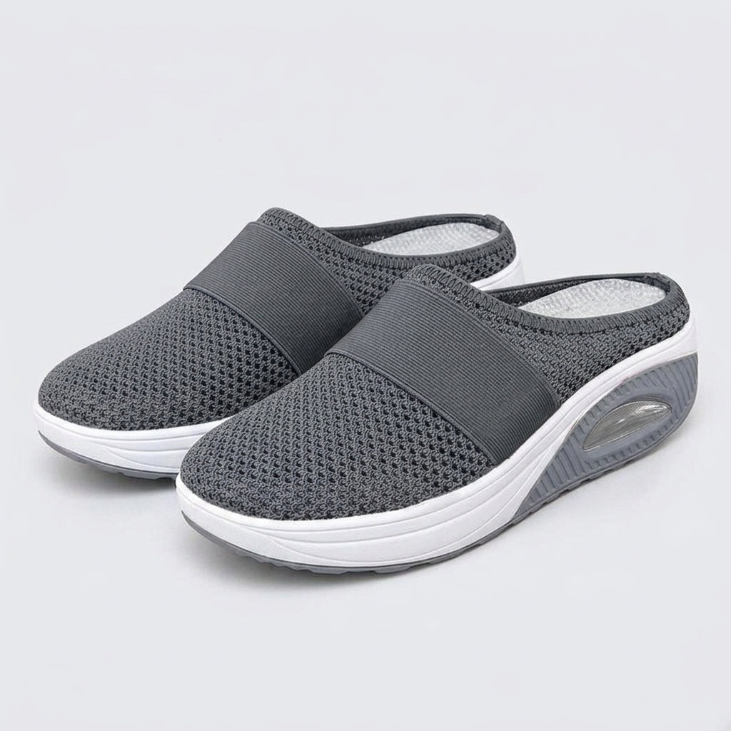 Harriet Morris | Breathable Mesh Platform Slippers - Grey