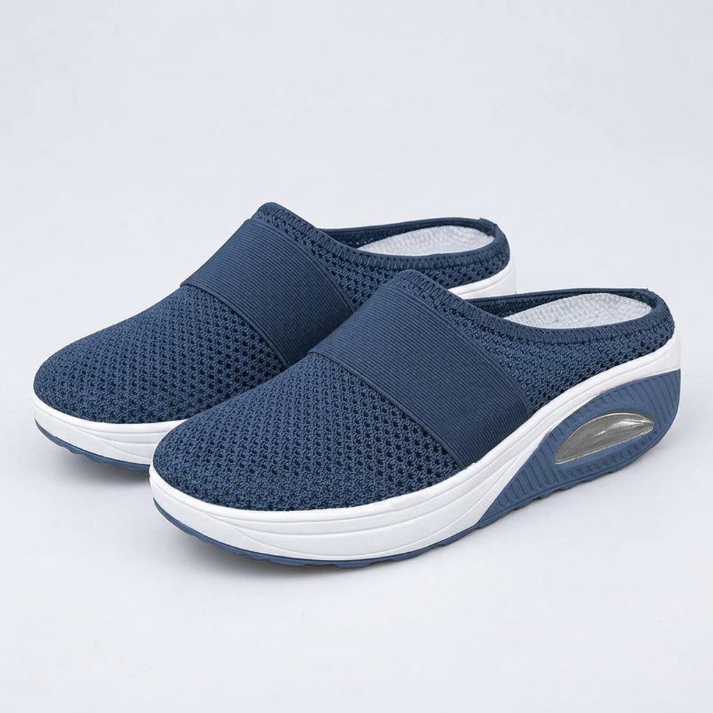 Harriet Morris | Breathable Mesh Platform Slippers - Navy Blue