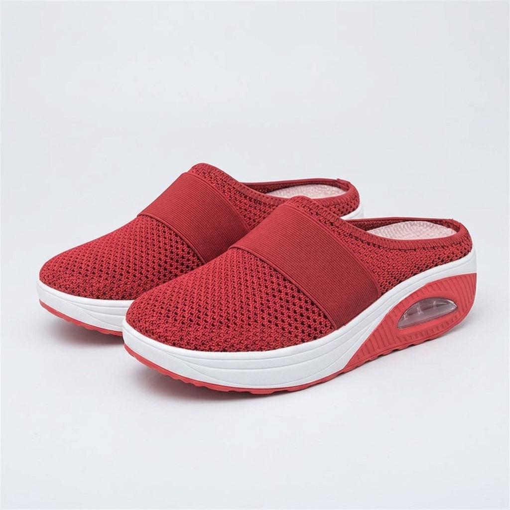 Harriet Morris | Breathable Mesh Platform Slippers - Red