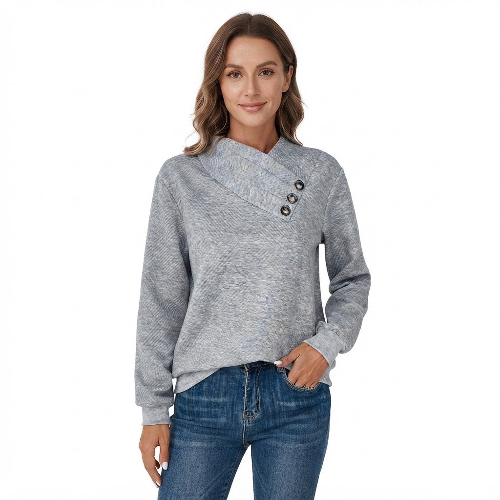 Harriet Thorne | Asymmetric Button-Front Sweatshirt for Women
