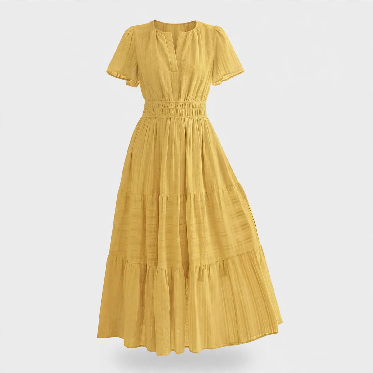 Freya Dunmore | Cotton Tiered Maxi Dress With Flutter Sleeves