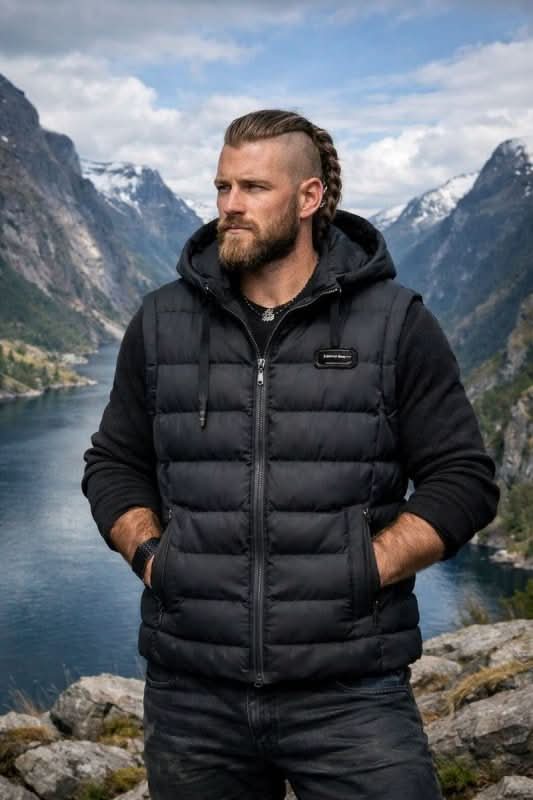 Arthur Davies | Navy Quilted Hooded Gilet For Men