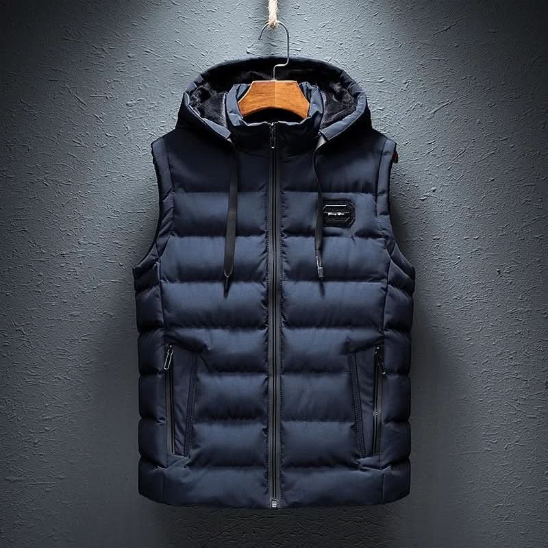 Arthur Davies | Navy Quilted Hooded Gilet For Men