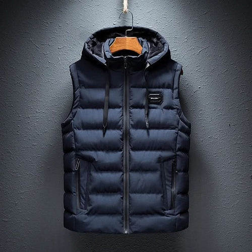 Arthur Davies | Navy Quilted Hooded Gilet For Men