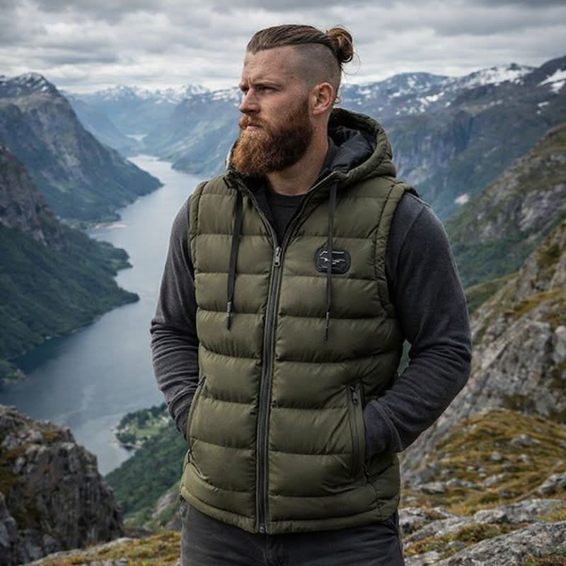 Arthur Davies | Navy Quilted Hooded Gilet For Men