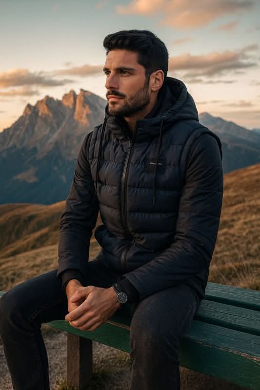 Arthur Davies | Navy Quilted Hooded Gilet For Men