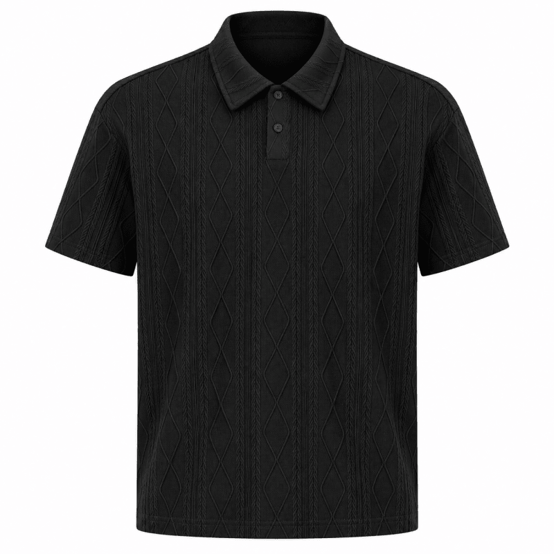 Percy Ainsley | Textured Cable-Knit Polo Shirt