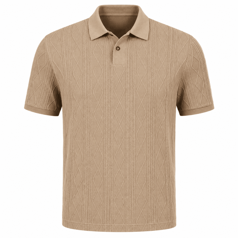 Percy Ainsley | Textured Cable-Knit Polo Shirt
