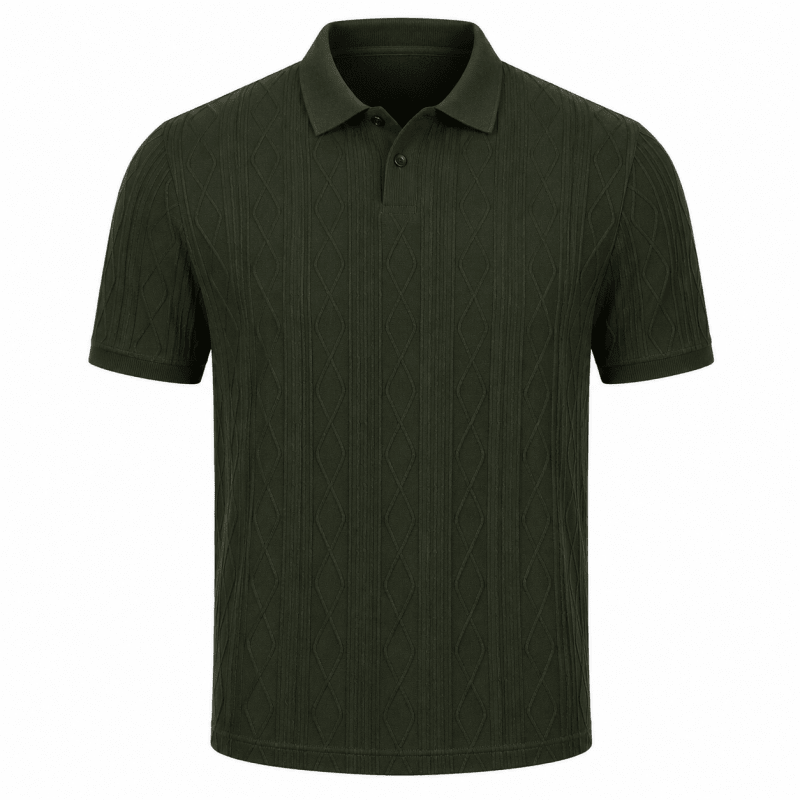 Percy Ainsley | Textured Cable-Knit Polo Shirt