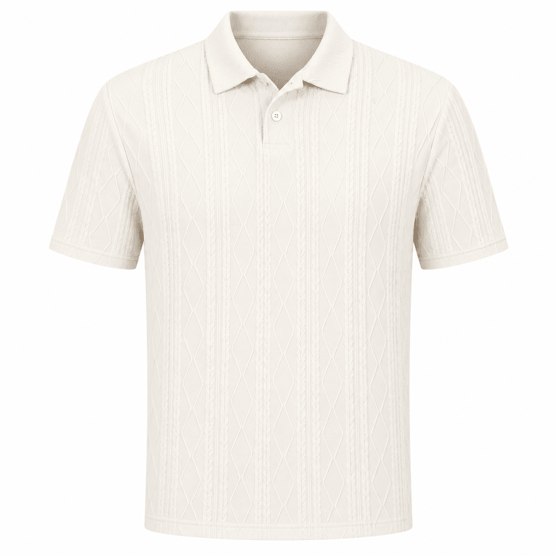 Percy Ainsley | Textured Cable-Knit Polo Shirt