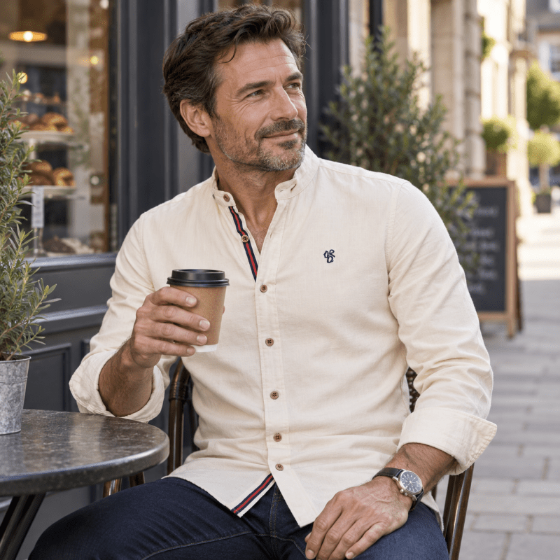 Nathaniel Whitmore | Navy Cotton Shirt With Contrast Placket