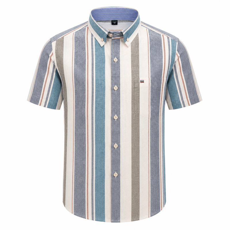Malcolm Dunbar | Striped Short Sleeve Oxford Shirt