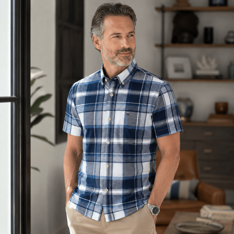 Malcolm Dunbar | Striped Short Sleeve Oxford Shirt