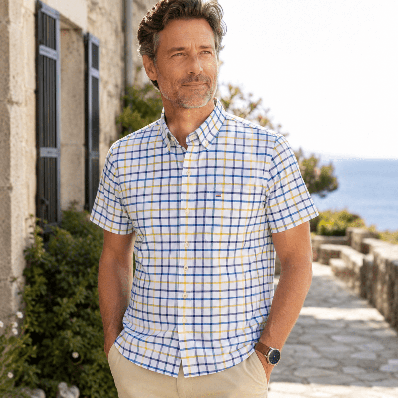 Malcolm Dunbar | Striped Short Sleeve Oxford Shirt
