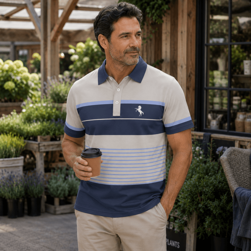Malcolm Fenner | Striped Polo Shirt For Men