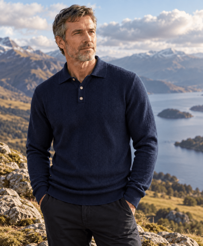 Callum Hartley | Ribbed Knit Sweater With Polo Collar