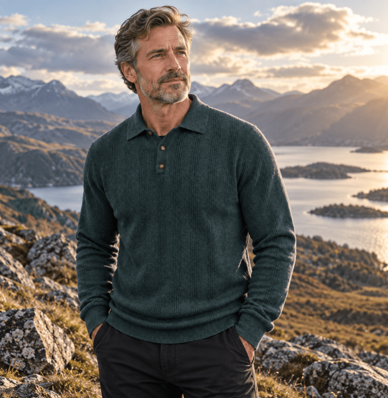 Callum Hartley | Ribbed Knit Sweater With Polo Collar