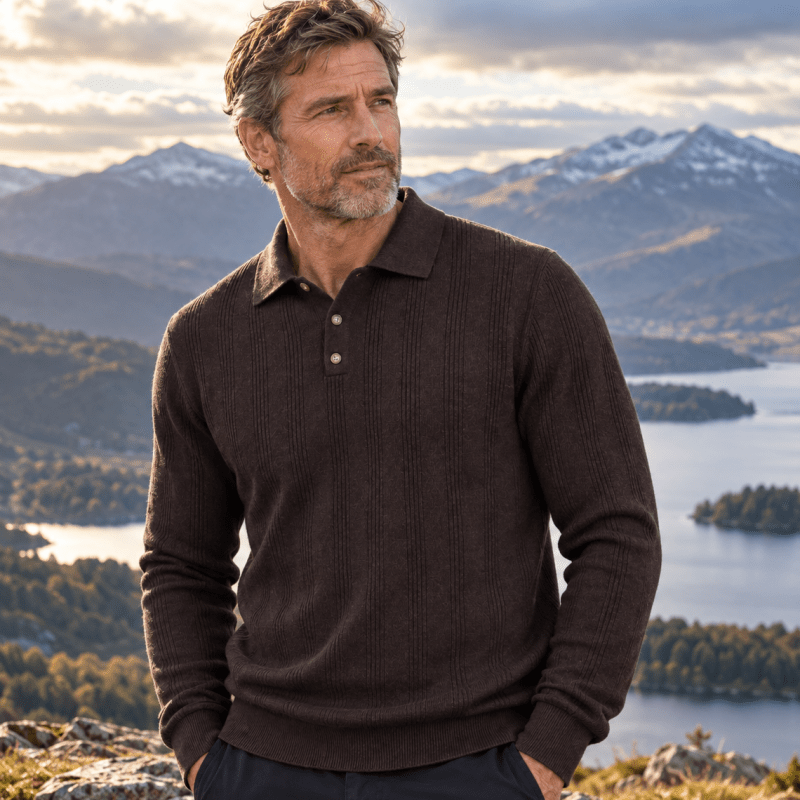 Callum Hartley | Ribbed Knit Sweater With Polo Collar