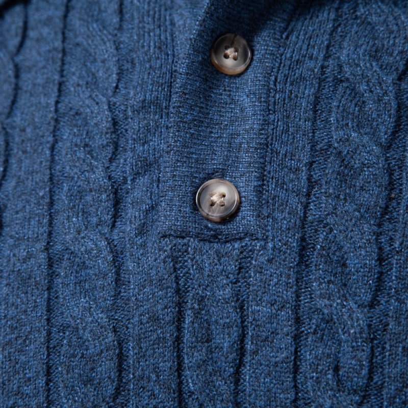 Callum Harwood | Cable-Knit Polo Sweater For Men