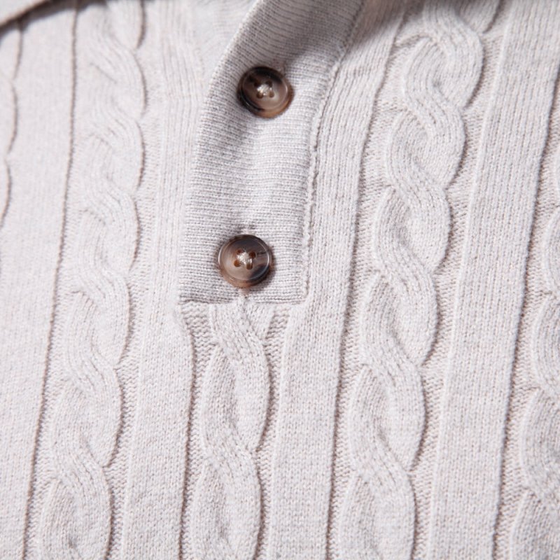 Callum Harwood | Cable-Knit Polo Sweater For Men