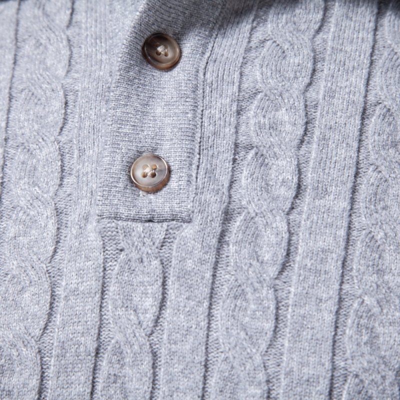 Callum Harwood | Cable-Knit Polo Sweater For Men