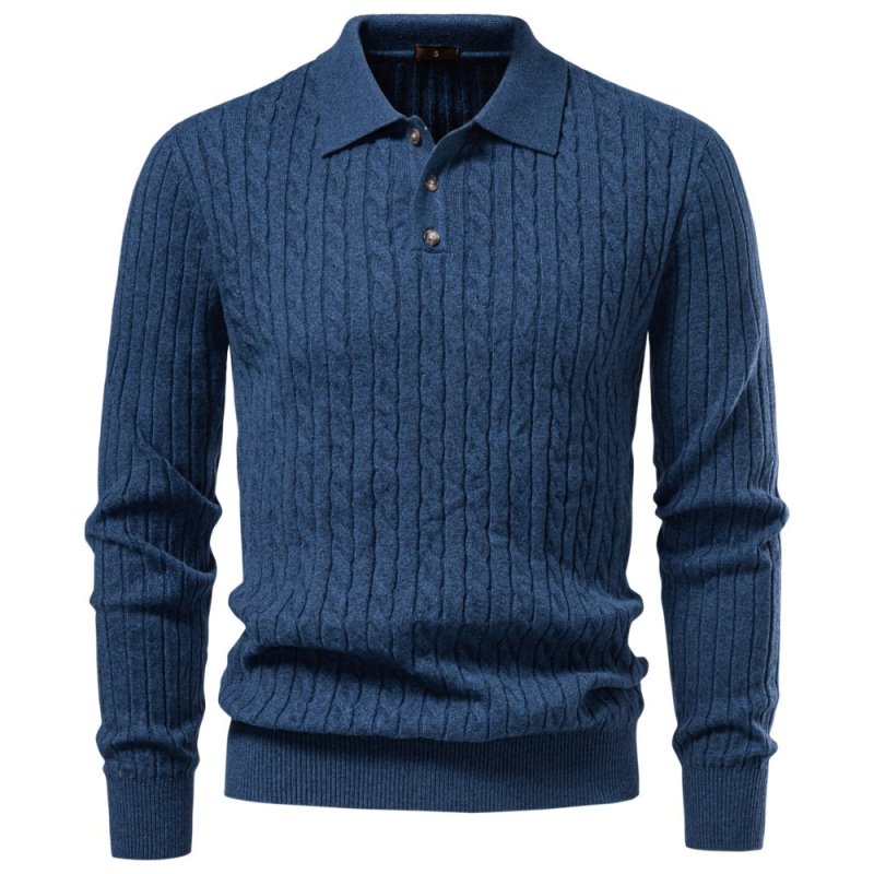 Callum Harwood | Cable-Knit Polo Sweater For Men