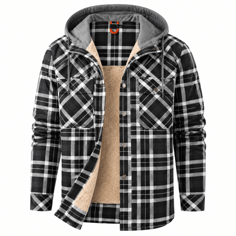 Oliver Wood | Plaid Hooded Shirt Jacket with Fleece Lining