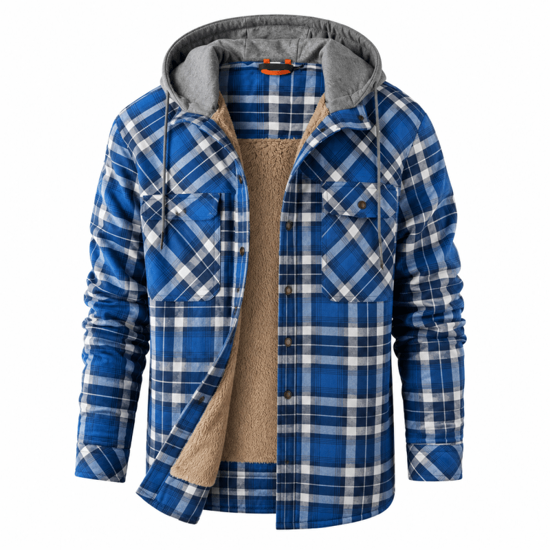 Oliver Wood | Plaid Hooded Shirt Jacket with Fleece Lining