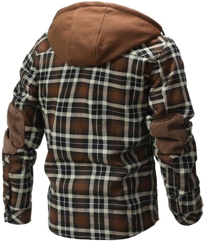 Oliver Wood | Plaid Hooded Shirt Jacket with Fleece Lining