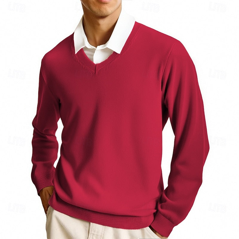 William Kensington | Classic V-Neck Ribbed Knit Sweater