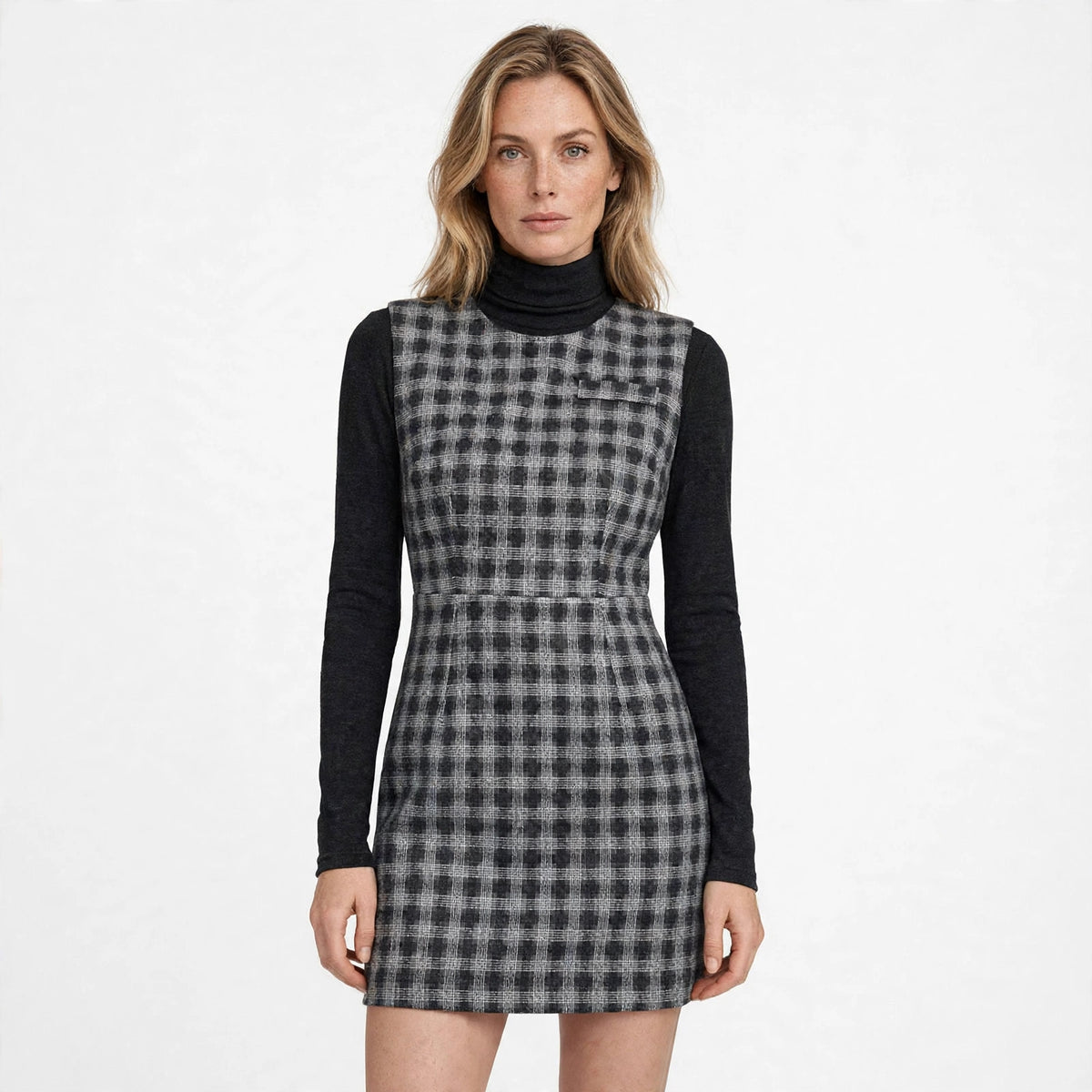 Imogen Fletcher | Plaid Pinafore Dress & Turtleneck Set