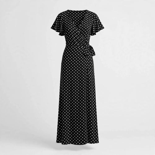 Adeline Marsh | Polka Dot V-Neck Maxi Dress