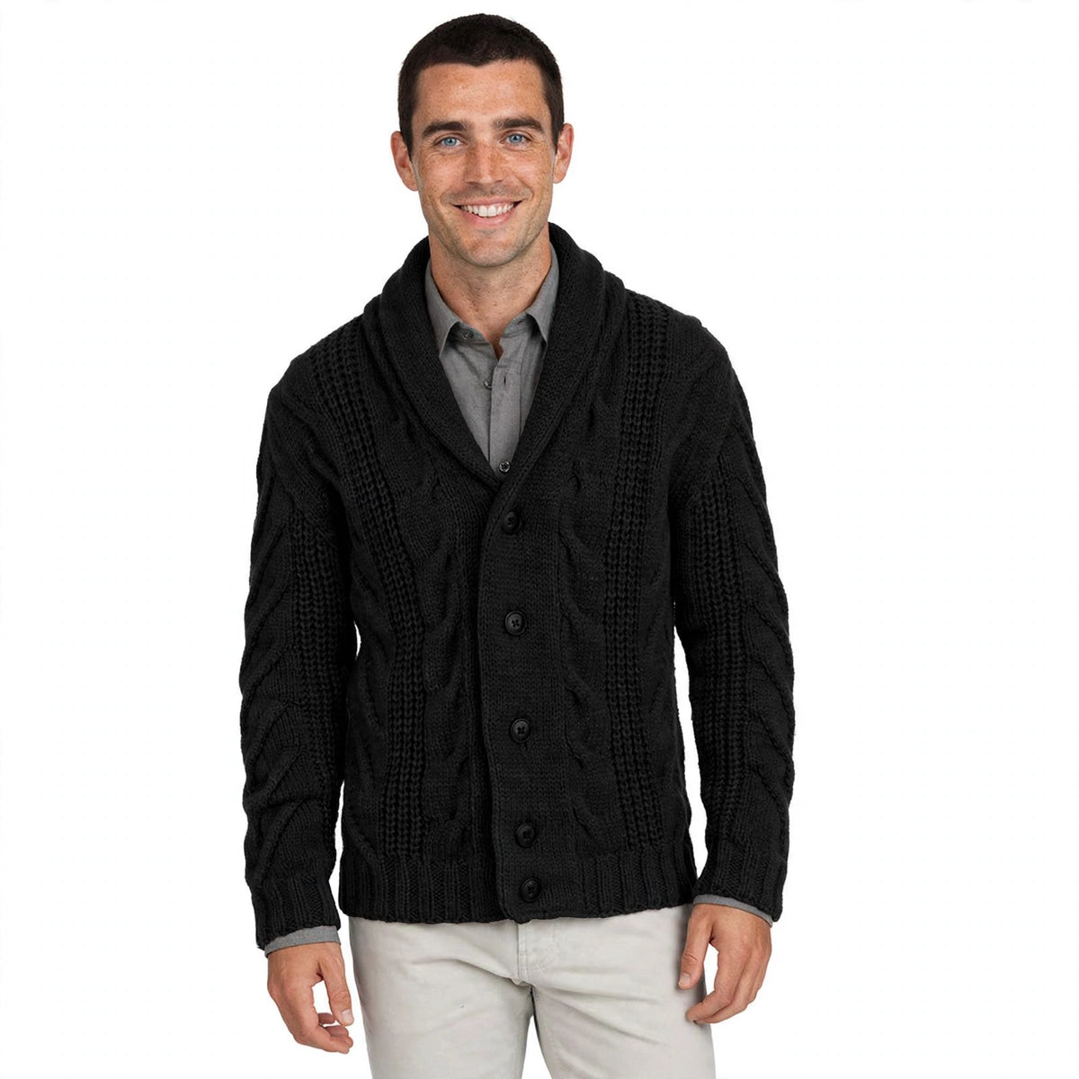Nigel Fenchurch | Cable Knit Shawl Collar Sweater