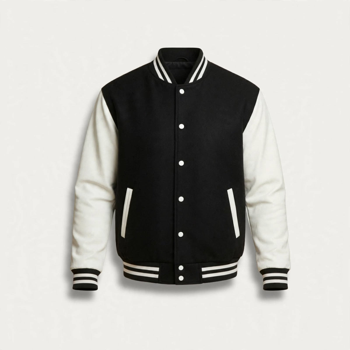 Rhys Sutton | Varsity Mens Jacket With Contrast Leather Sleeves