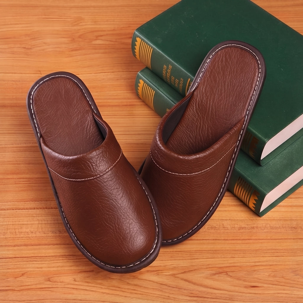 Percy Attwood | Brown Leather Slippers For Men