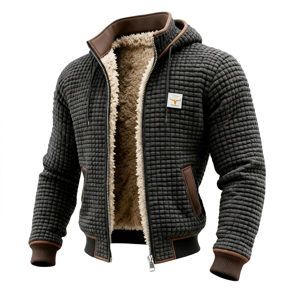 Men's Honeycomb Texture Hooded Bomber Jacket