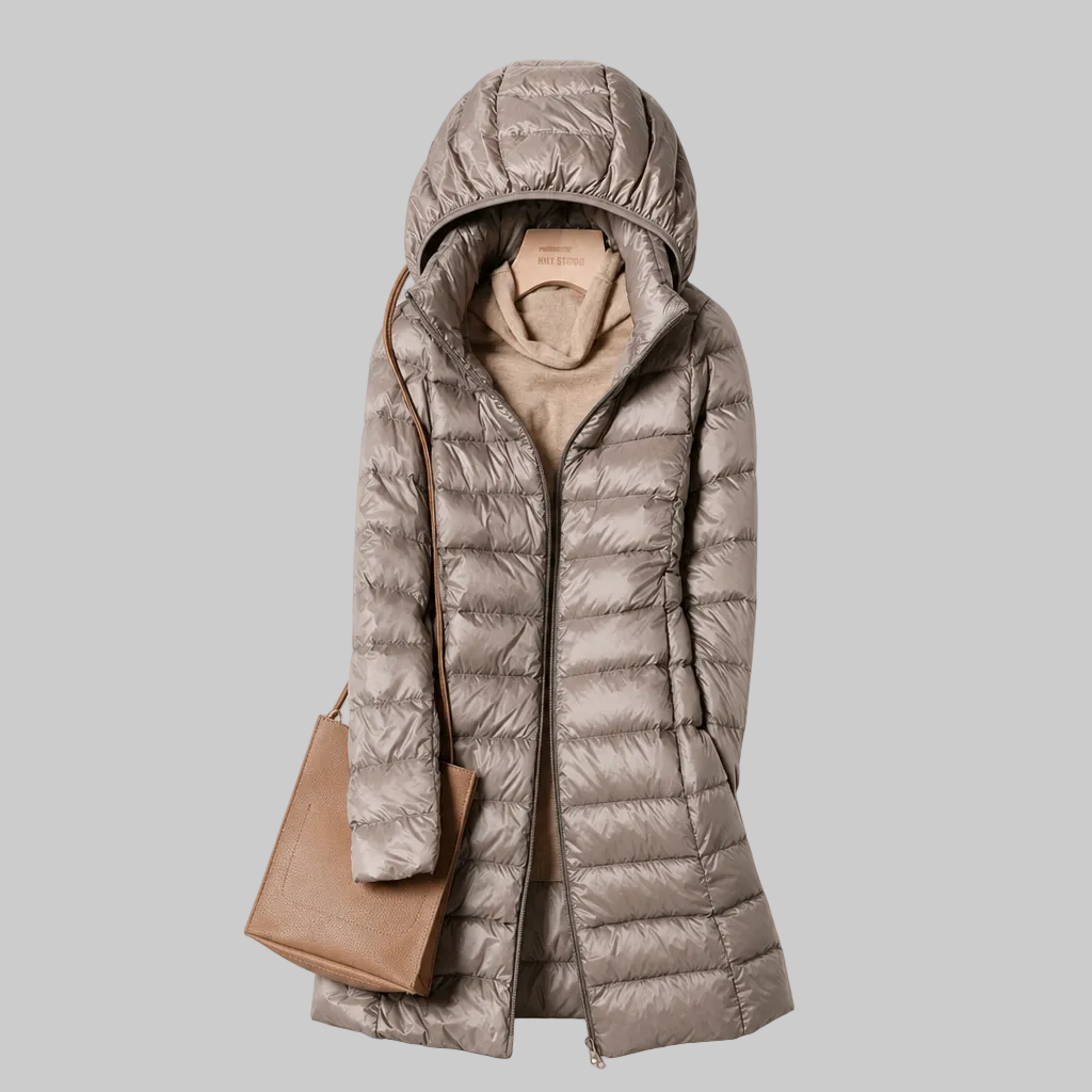 Women's Lightweight Long Hooded Quilted Coat