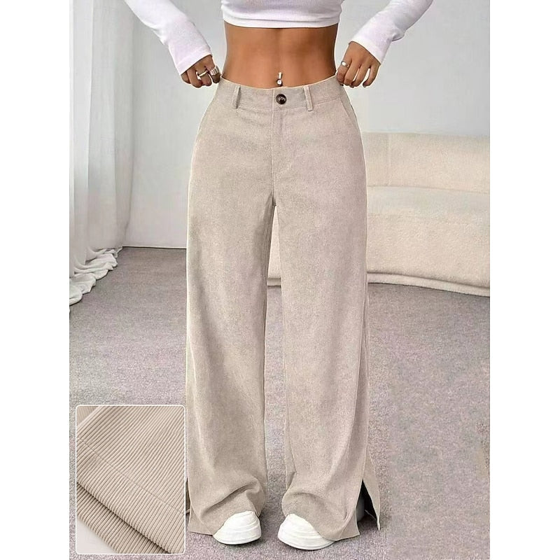 Olivia Brown | High-Waist Wide-Leg Corduroy Trousers